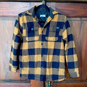 H&M boys quilted brown & black plaid flannel jacket US 14